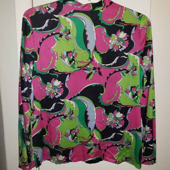 Talbots 12 nehru button collar multicolored floral - Picture 6 of 13